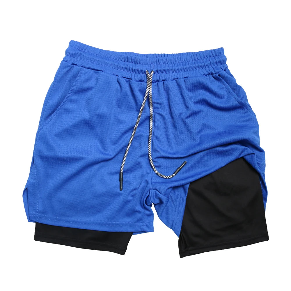 Mens Double Layer Fitness Shorts