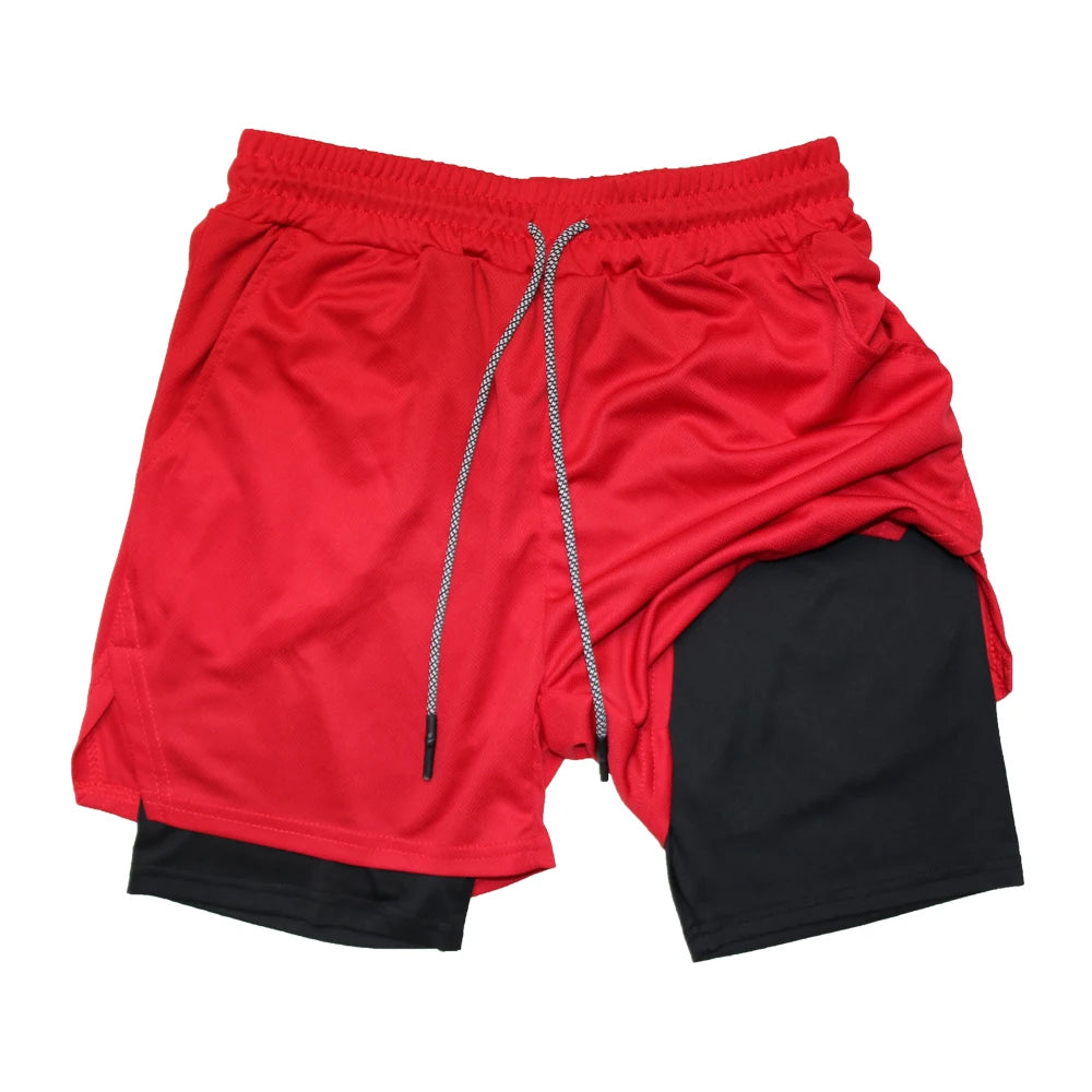 Mens Double Layer Fitness Shorts