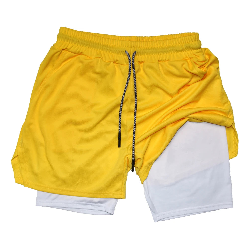 Mens Double Layer Fitness Shorts