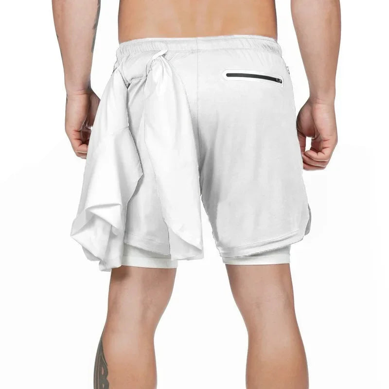 2 In 1 Quick Dry Mens Gym Sports Shorts