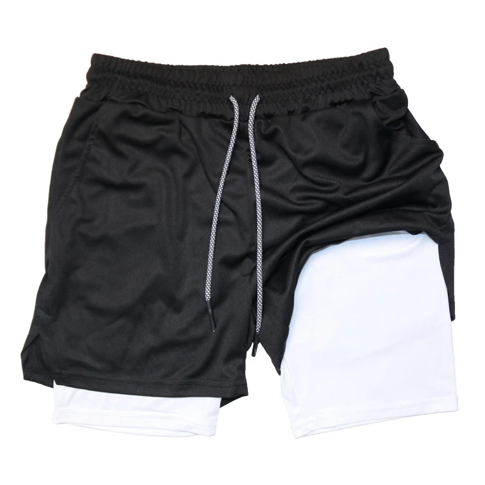 Mens Double Layer Fitness Shorts