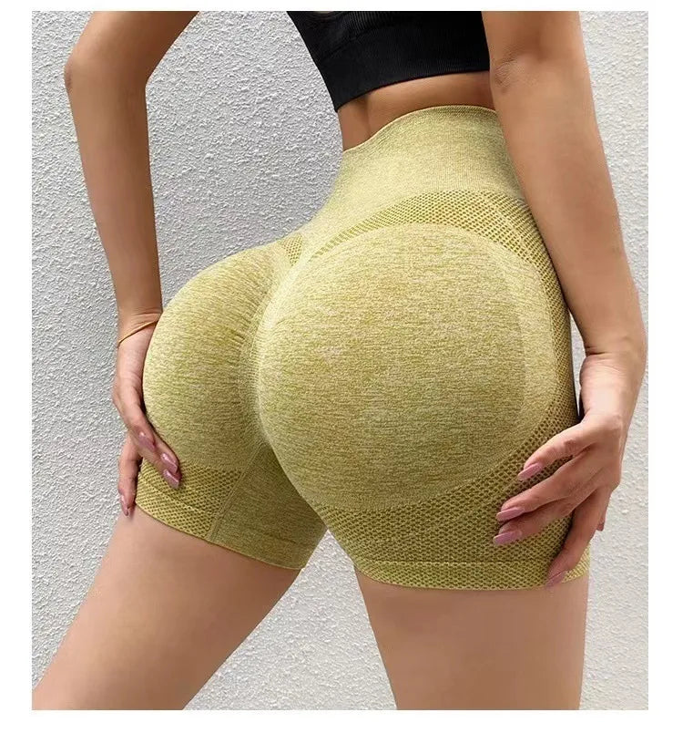 Womens Elasticity High Waist Yoga Shorts