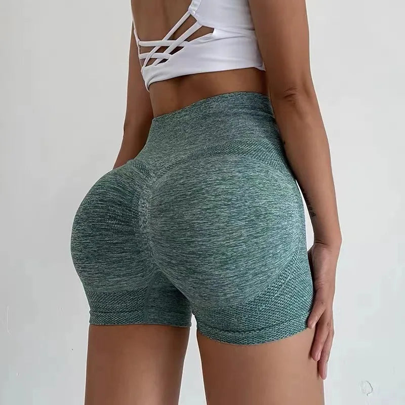 Womens Elasticity High Waist Yoga Shorts