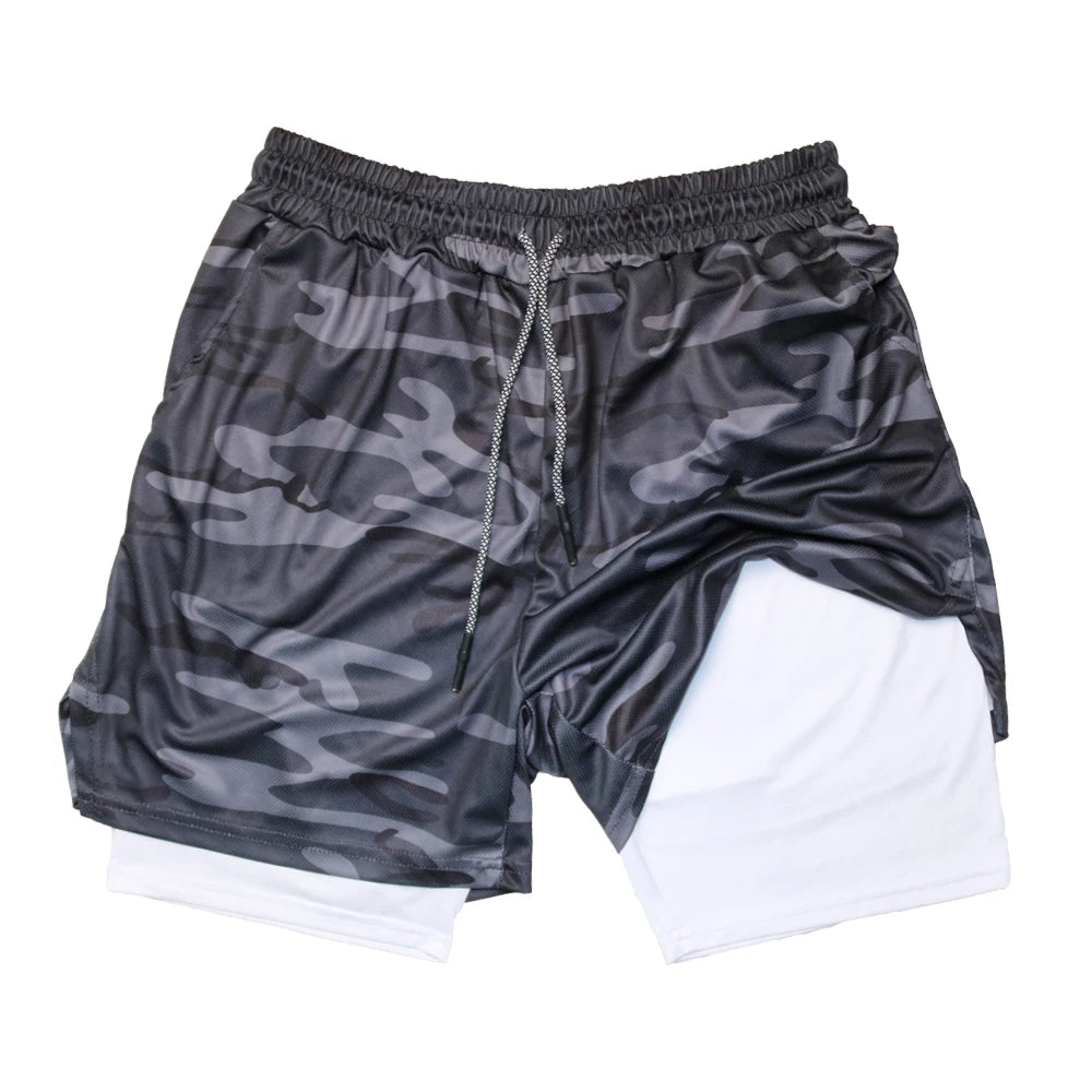 Mens Double Layer Fitness Shorts