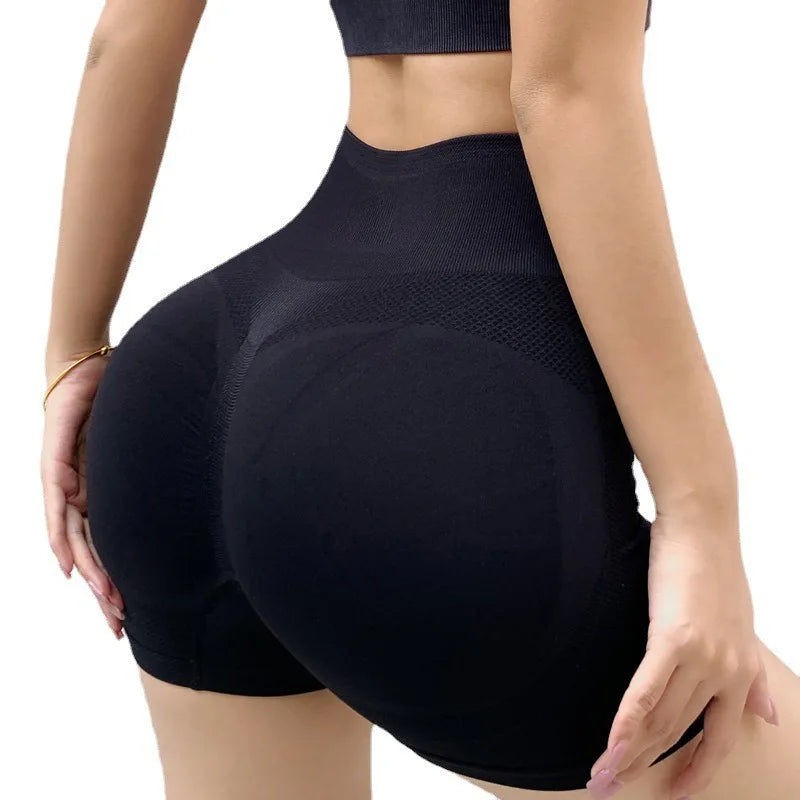Womens Elasticity High Waist Yoga Shorts