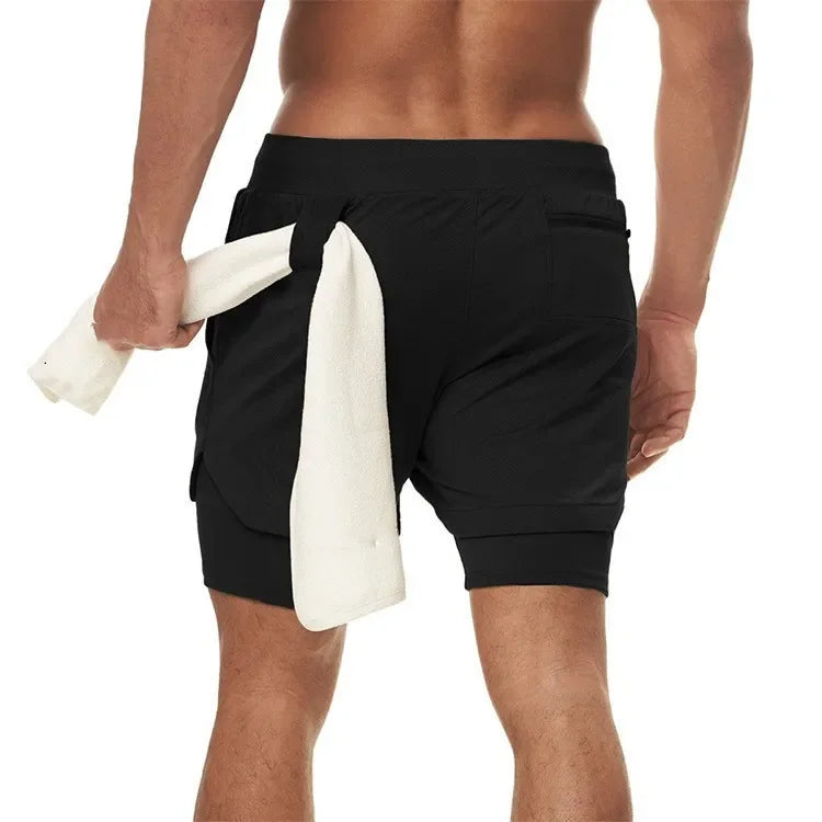 2 In 1 Quick Dry Mens Gym Sports Shorts