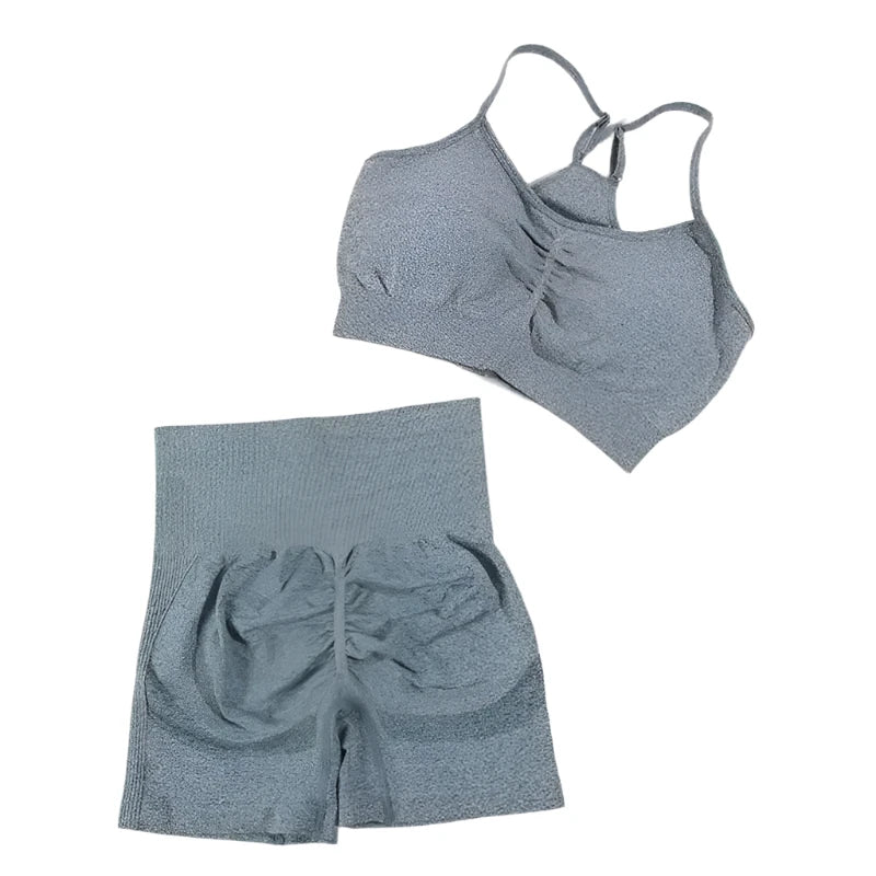 Womens  2PCS Yoga Set Gym bra + Yoga Shorts