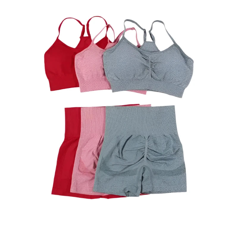 Womens  2PCS Yoga Set Gym bra + Yoga Shorts