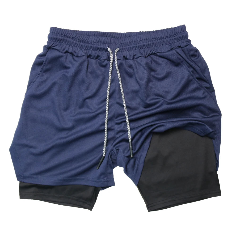 Mens Double Layer Fitness Shorts