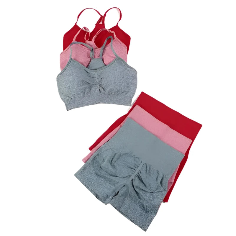 Womens  2PCS Yoga Set Gym bra + Yoga Shorts