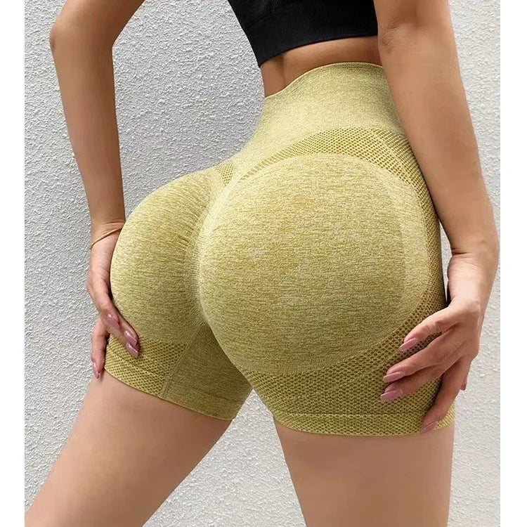Womens Elasticity High Waist Yoga Shorts