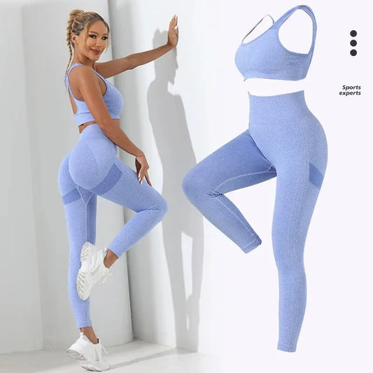 Womens Basic 2pcs Yoga Set Croop Tank Top + Yoga Pants
