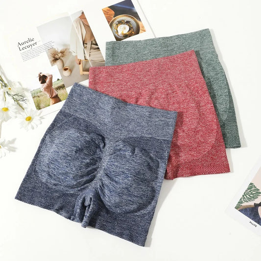 Womens Elasticity High Waist Yoga Shorts