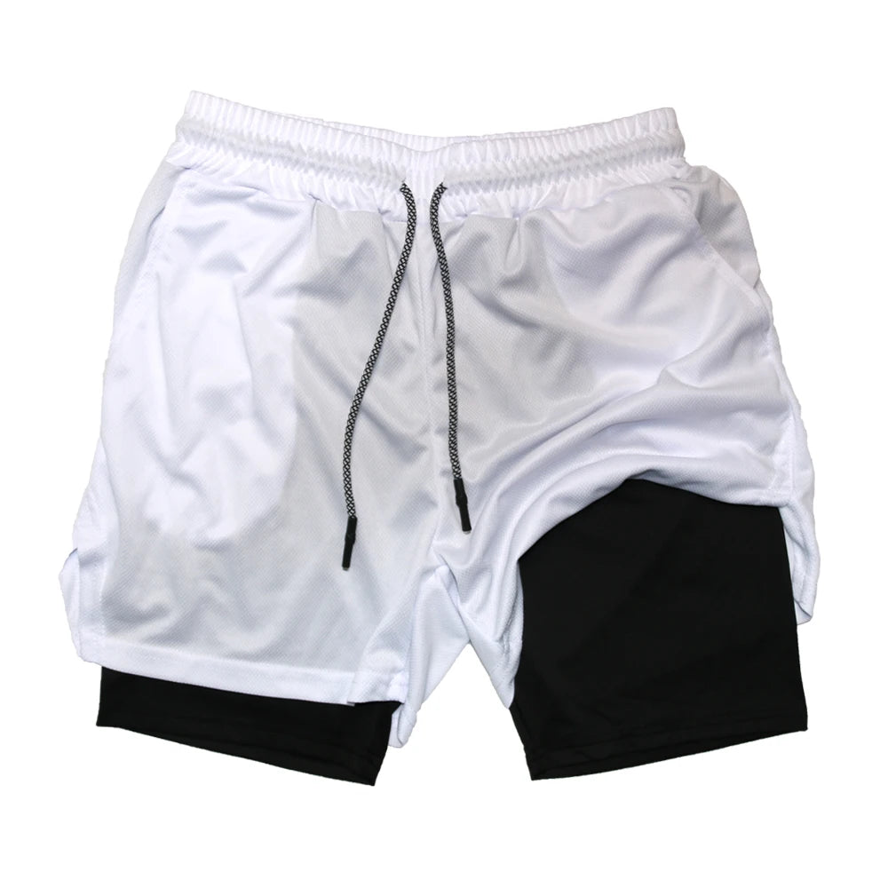 Mens Double Layer Fitness Shorts